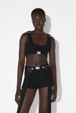 The Black Cropped Patch Tank Top