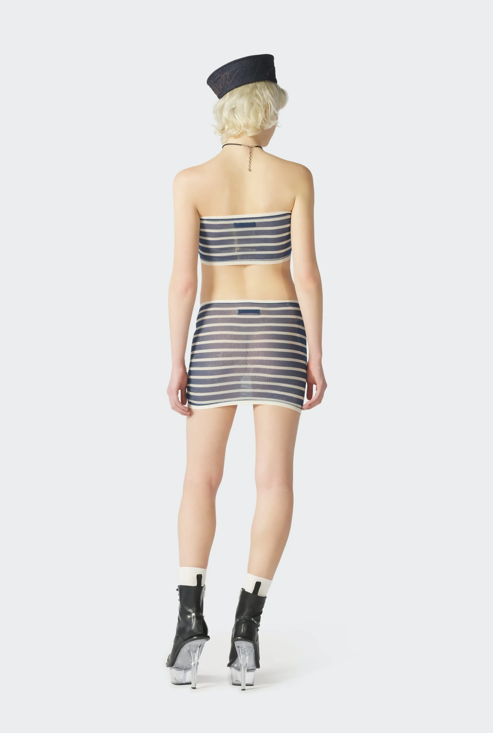 The Blue “Crackling” Sailor Mini Skirt