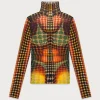 The Brown dots print Mesh Top
