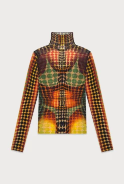 The Brown dots print Mesh Top
