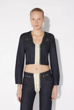 The Contrasting Lace-Up Denim Jacket