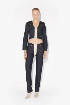 The Contrasting Lace-Up Denim Jacket