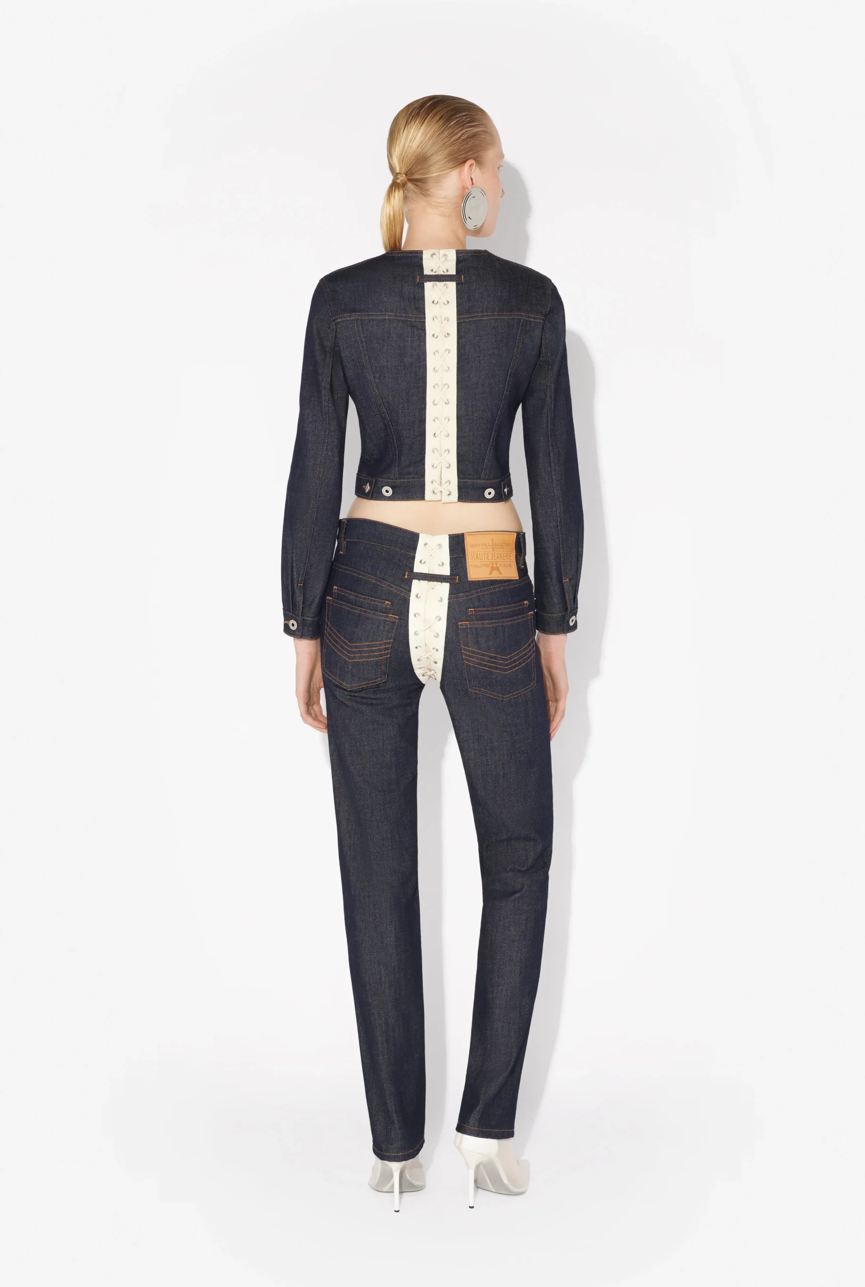The Contrasting Lace-Up Denim Jeans