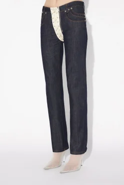The Contrasting Lace-Up Denim Jeans
