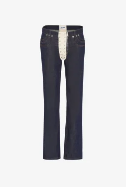 The Contrasting Lace-Up Denim Jeans