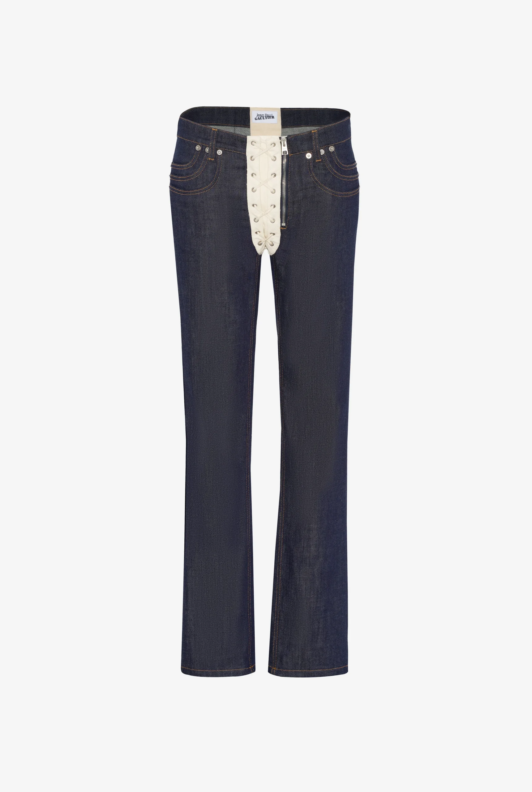 The Contrasting Lace-Up Denim Jeans