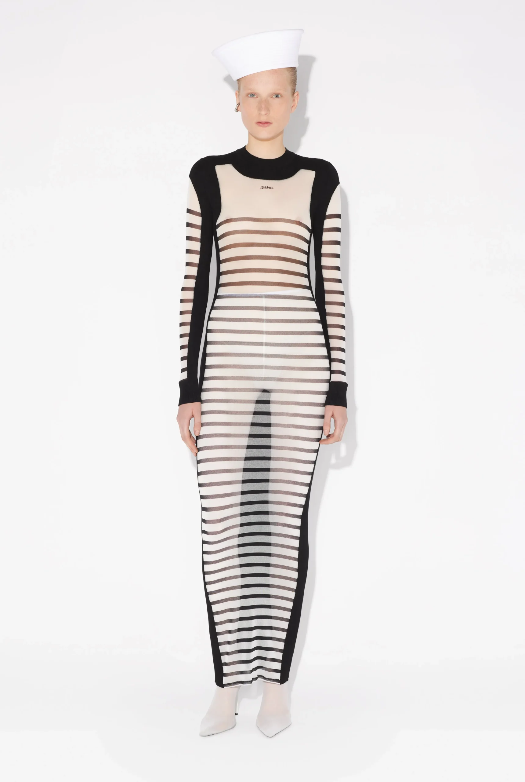 The Long Bi-Material Marinière Dress