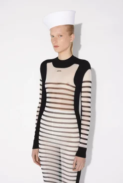 The Long Bi-Material Marinière Dress