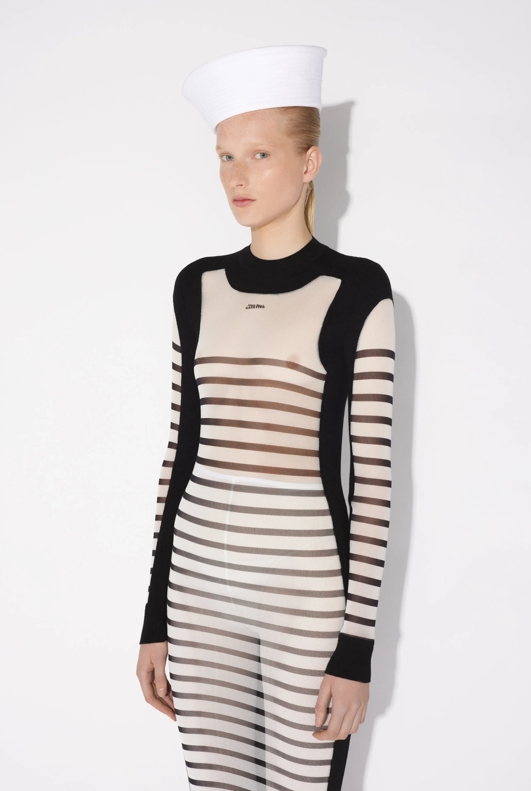 The Long Bi-Material Marinière Dress