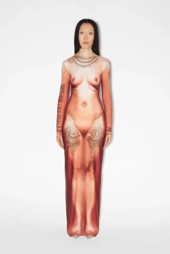 The Long Nude Body Tattoo Dress