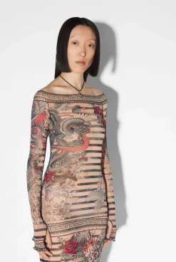 The Long Nude Sailor Tattoo Dress