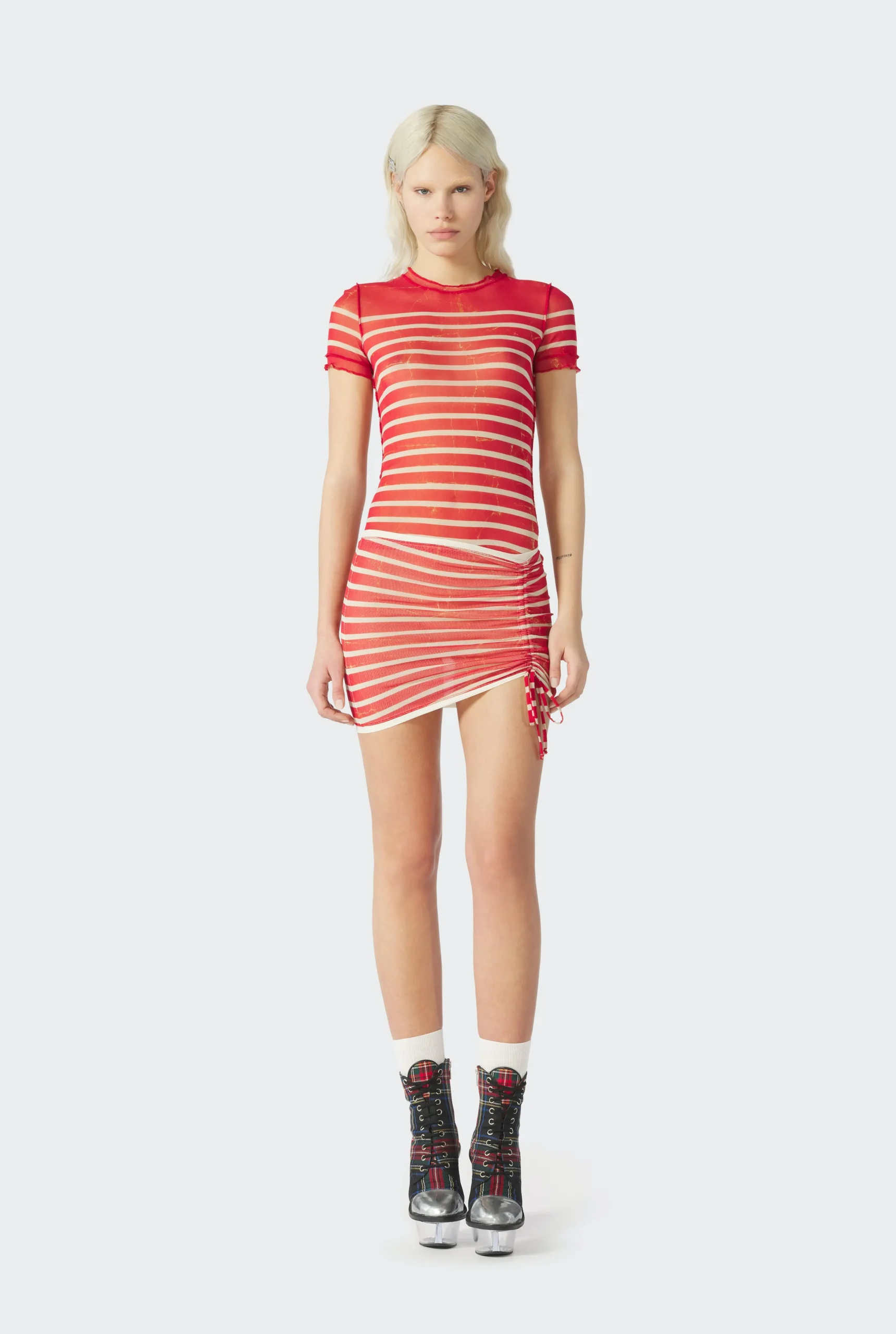 The Red “Crackling” Sailor Mini Skirt