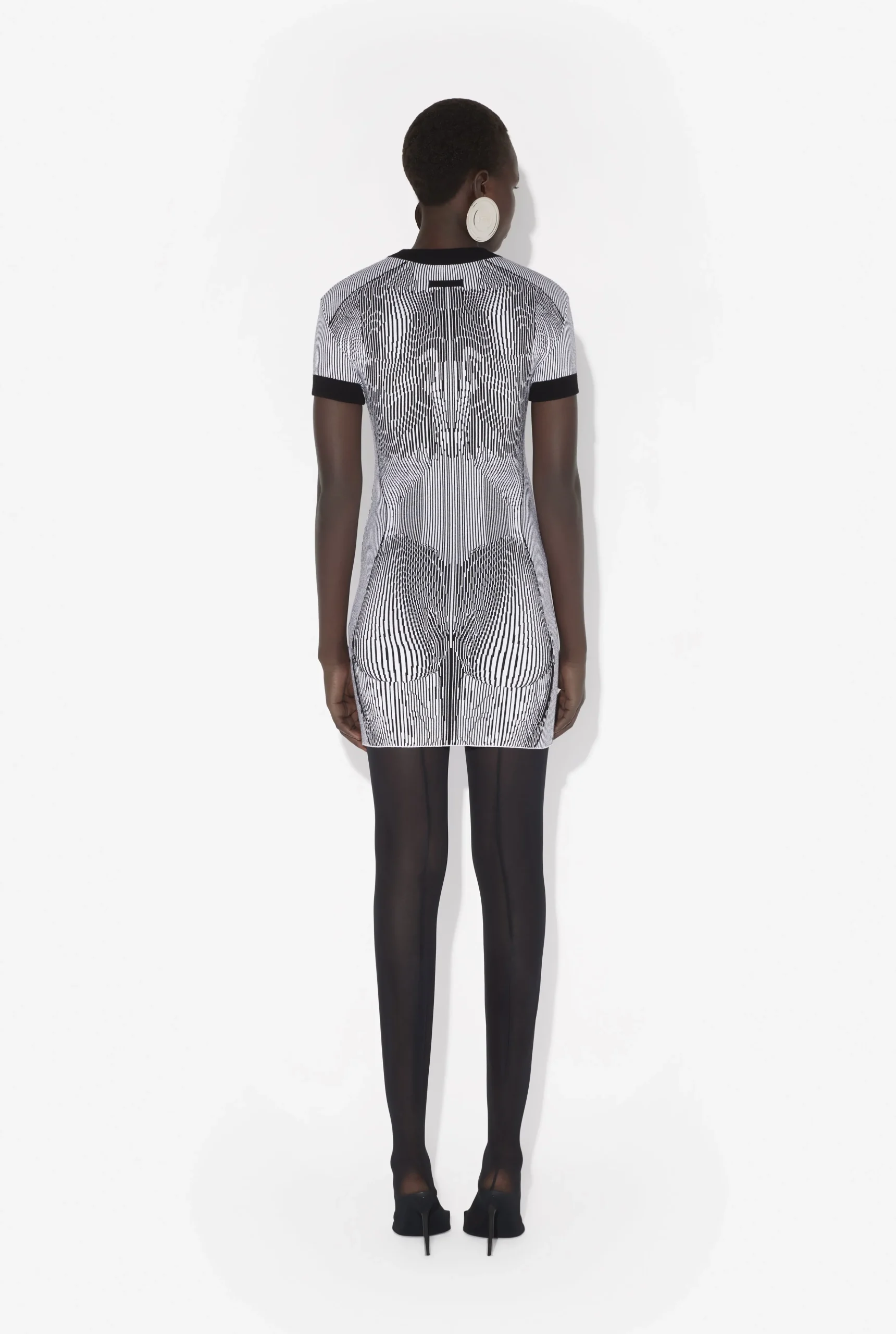 The Short Morphing Pinstripes Jacquard Dress