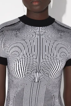 The Short Morphing Pinstripes Jacquard Dress
