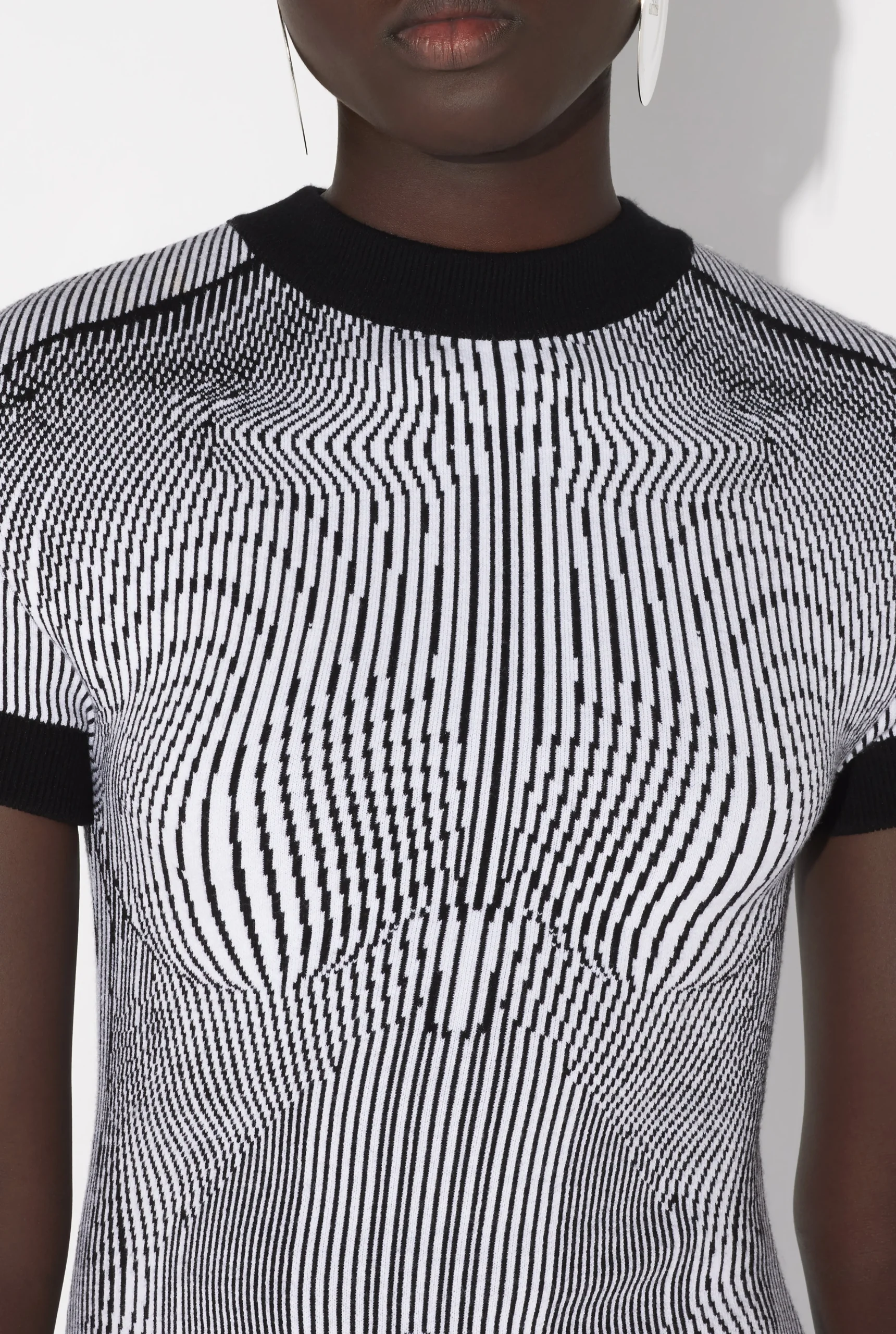 The Short Morphing Pinstripes Jacquard Dress
